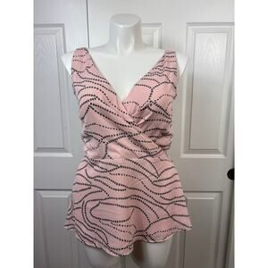 Cabi Sophia Cami Blush Pink Gray Printed Peplum Faux Wrap Women's Tank Top 12